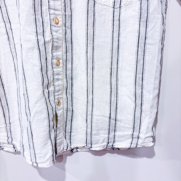 ZARA White and grey striped linen blouse - Picture 7 of 8